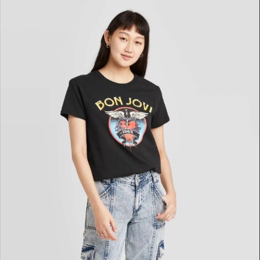 Women's  BonJovi Short Sleeve Tshirt black S